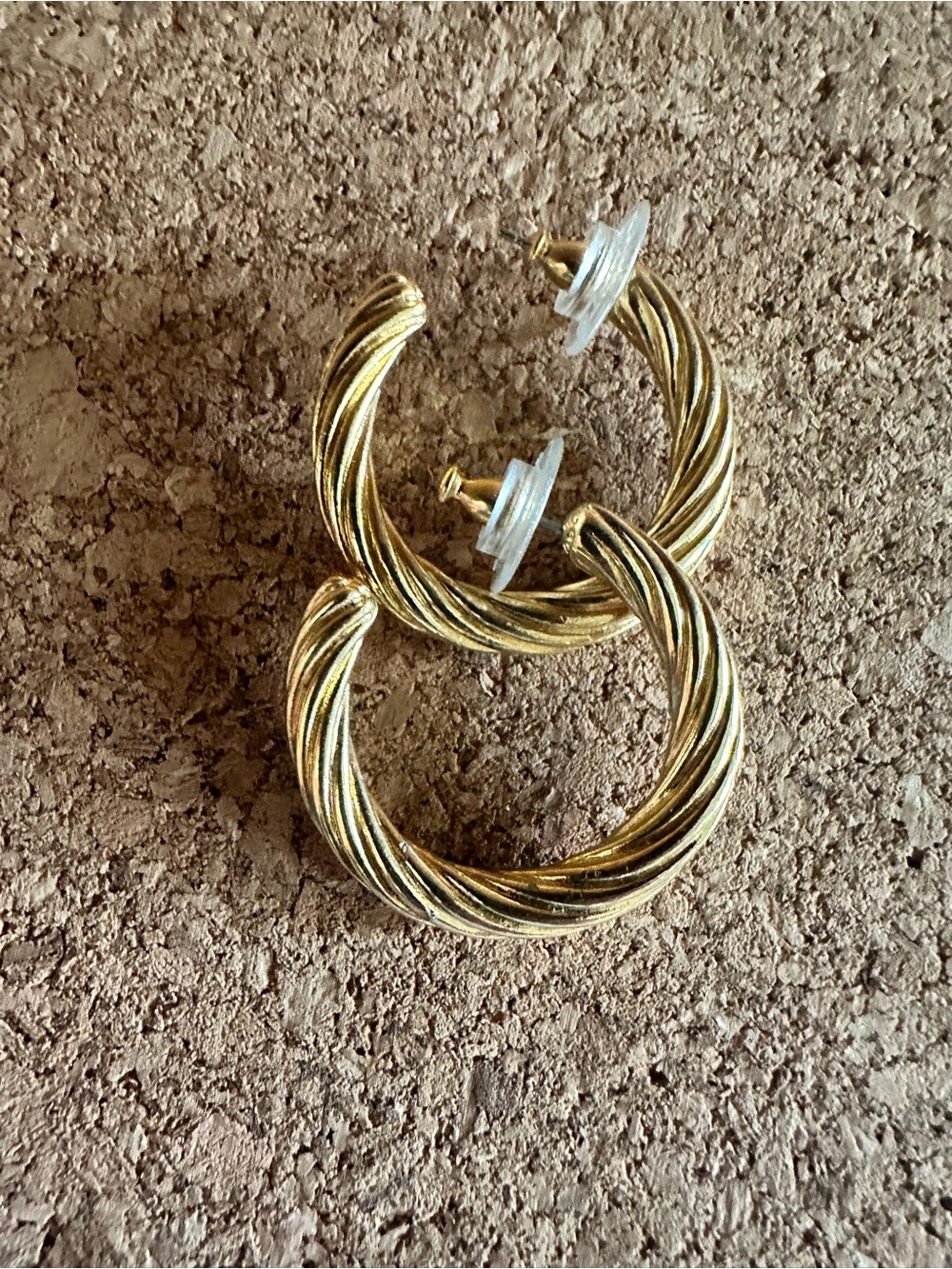 Monet Gold Twisted Hoop Earrings